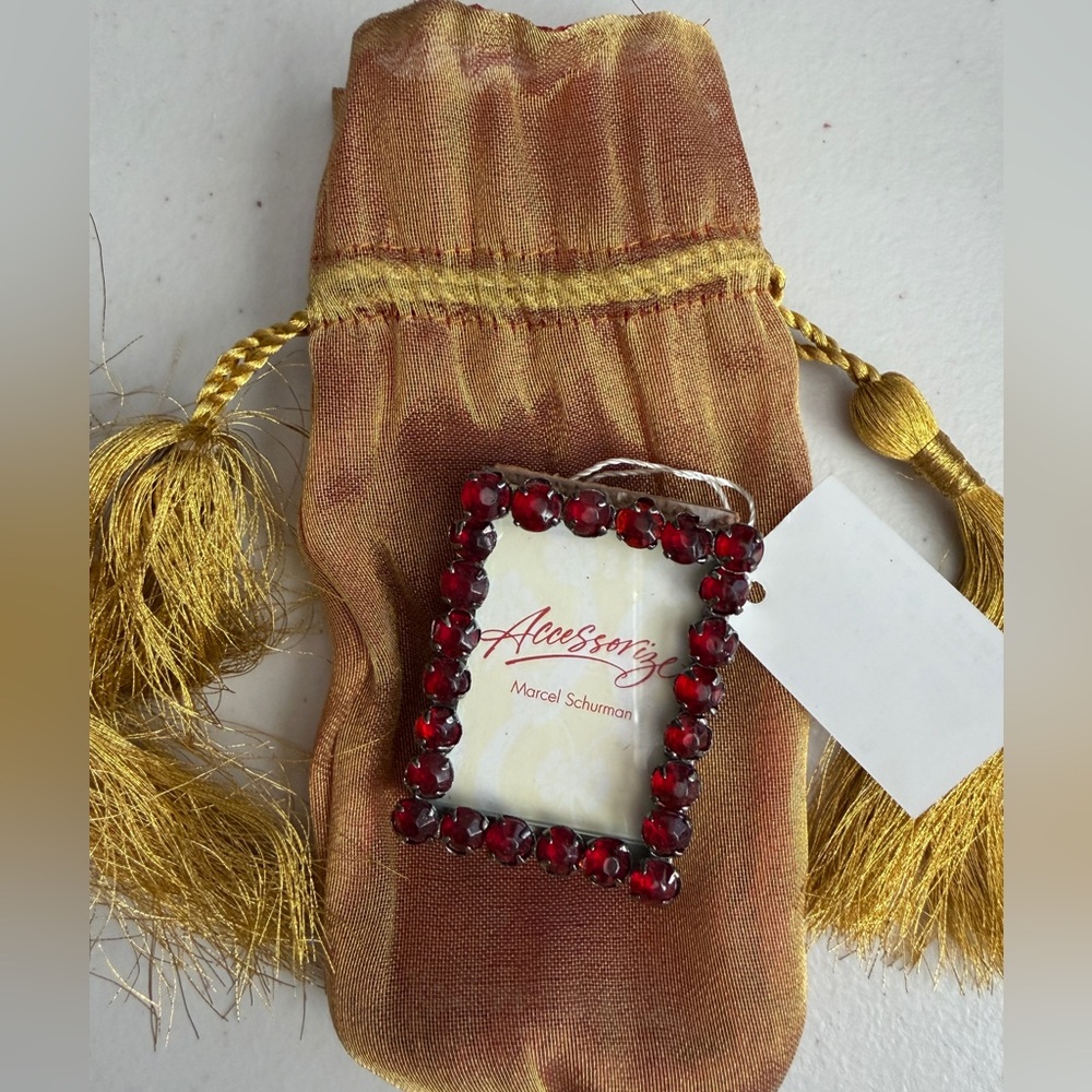 ❤️💛MARCEL SCHURMAN Mini Rhinestone Picture Frame & Bag NWT
